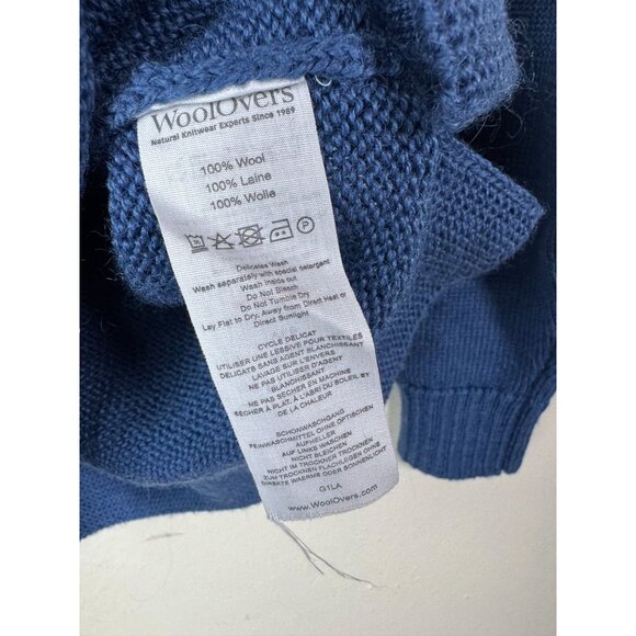 WoolOvers Blue 100% Wool Crewneck Sweater Long Sleeve Knit Womens Size Blue - Picture 12 of 15